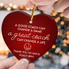 Thank You Basketball Coach Personalized Heart Shaped Ceramic Ornament 2 - Coach Gifts