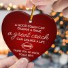 Thank You Football Coach Personalized Heart Shaped Ceramic Ornament 2 - Coach Gifts