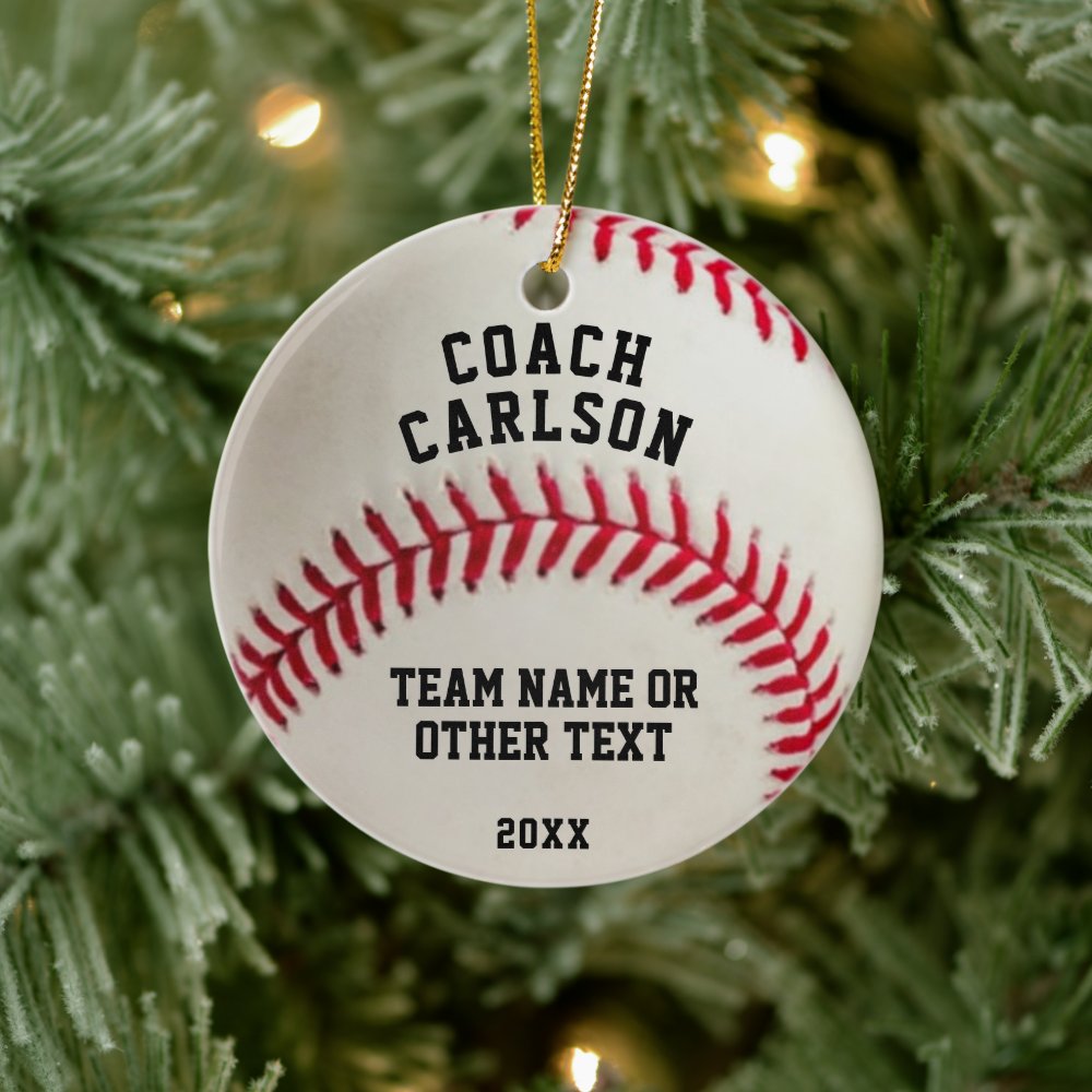 baseball coach ball stitching photo personalized ceramic ornament ra589bdc98d2c40e28297249b5442aadc 05wi1 8byvr 1000 - Coach Gifts