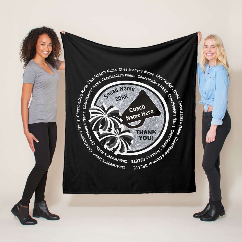 black white silver cheer coach gift ideas fleece blanket - Coach Gifts
