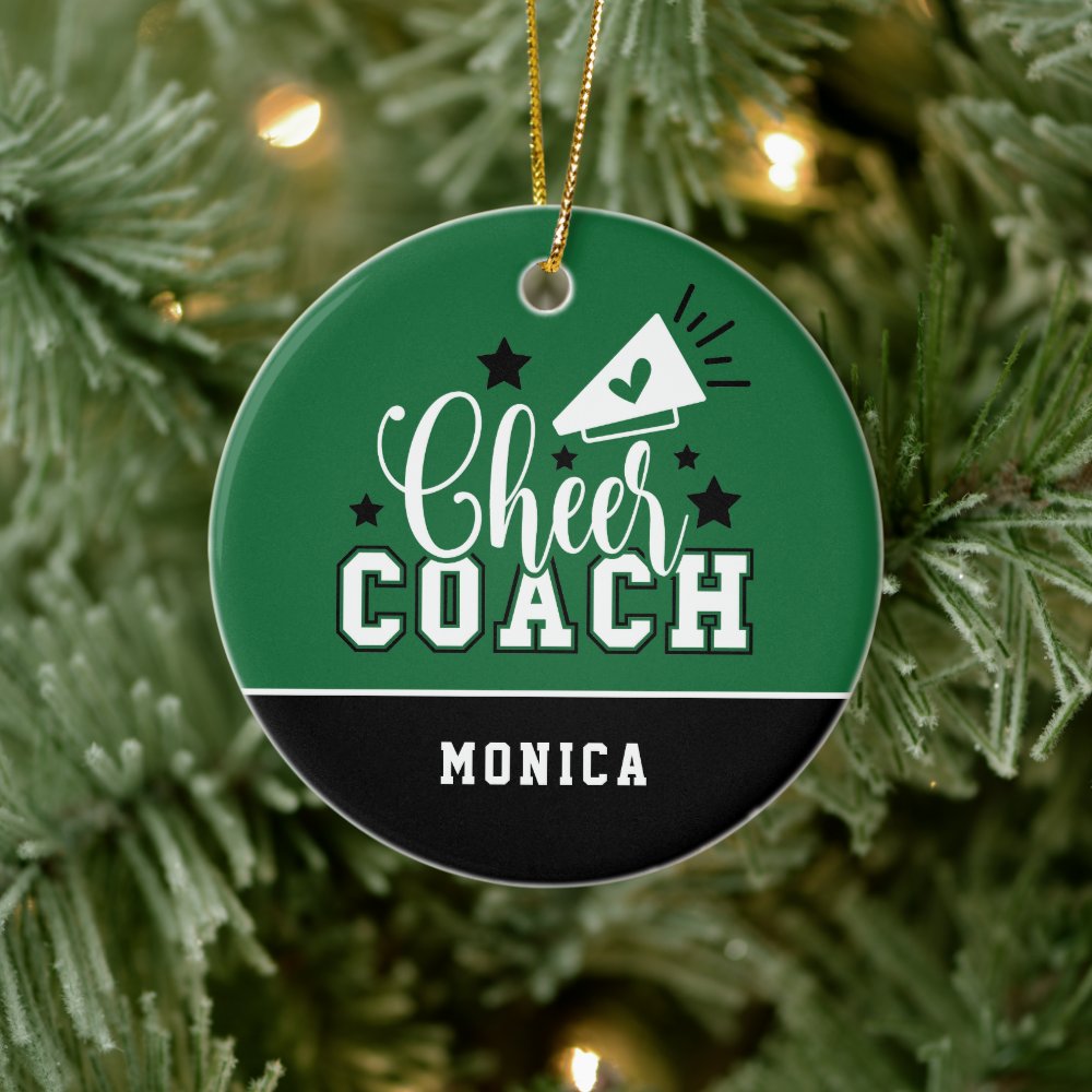 cute cheer coach personalized green and black ceramic ornament re9e158de6e7845d0b2a4432f5b437598 05wi1 8byvr 1000 - Coach Gifts