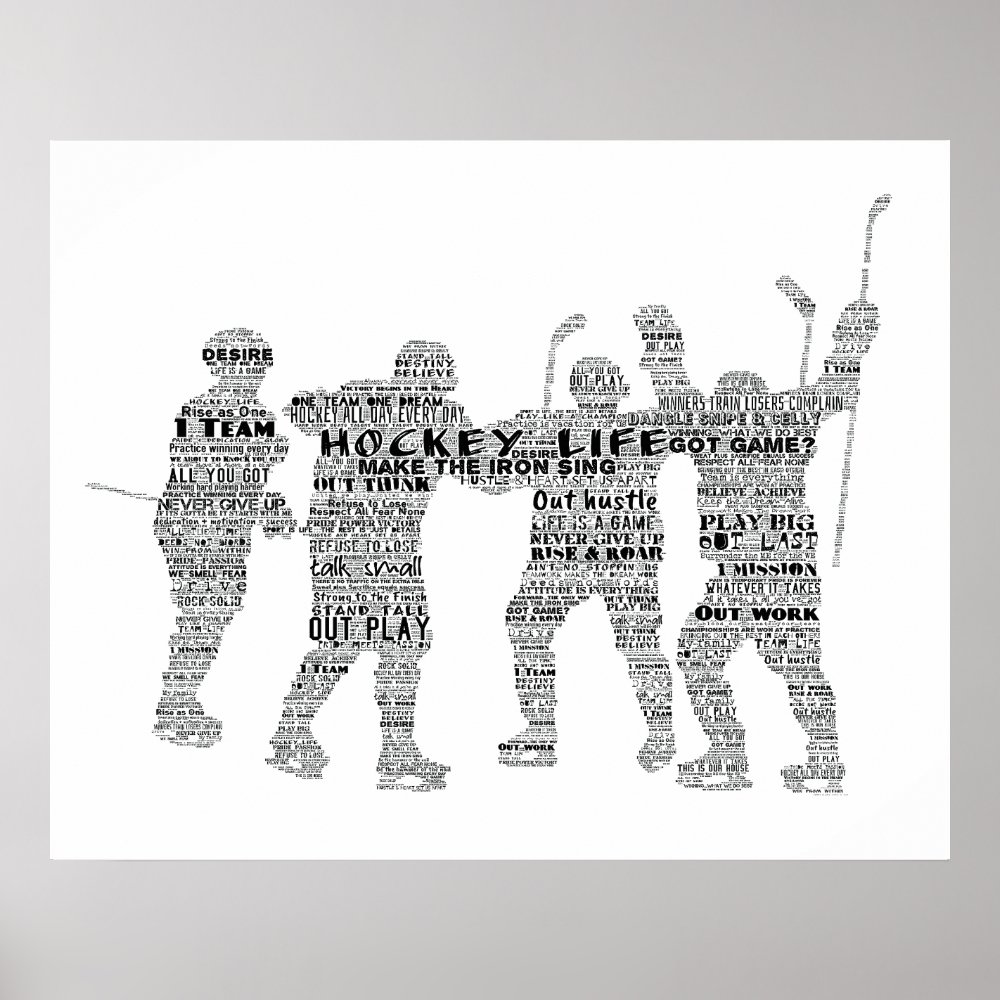 hockey player team coach motivational word art pos poster - Coach Gifts