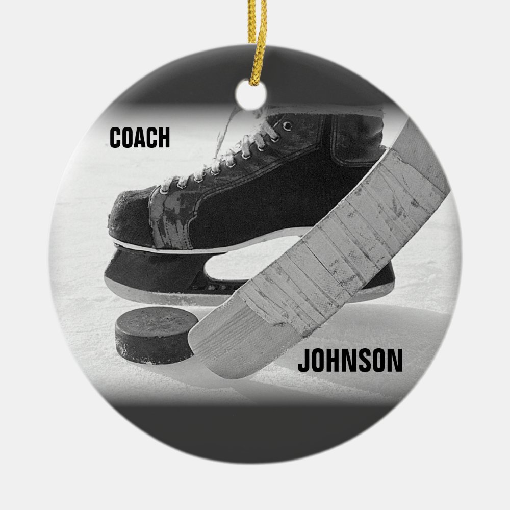 ice hockey coach thank you ceramic ornament - Coach Gifts