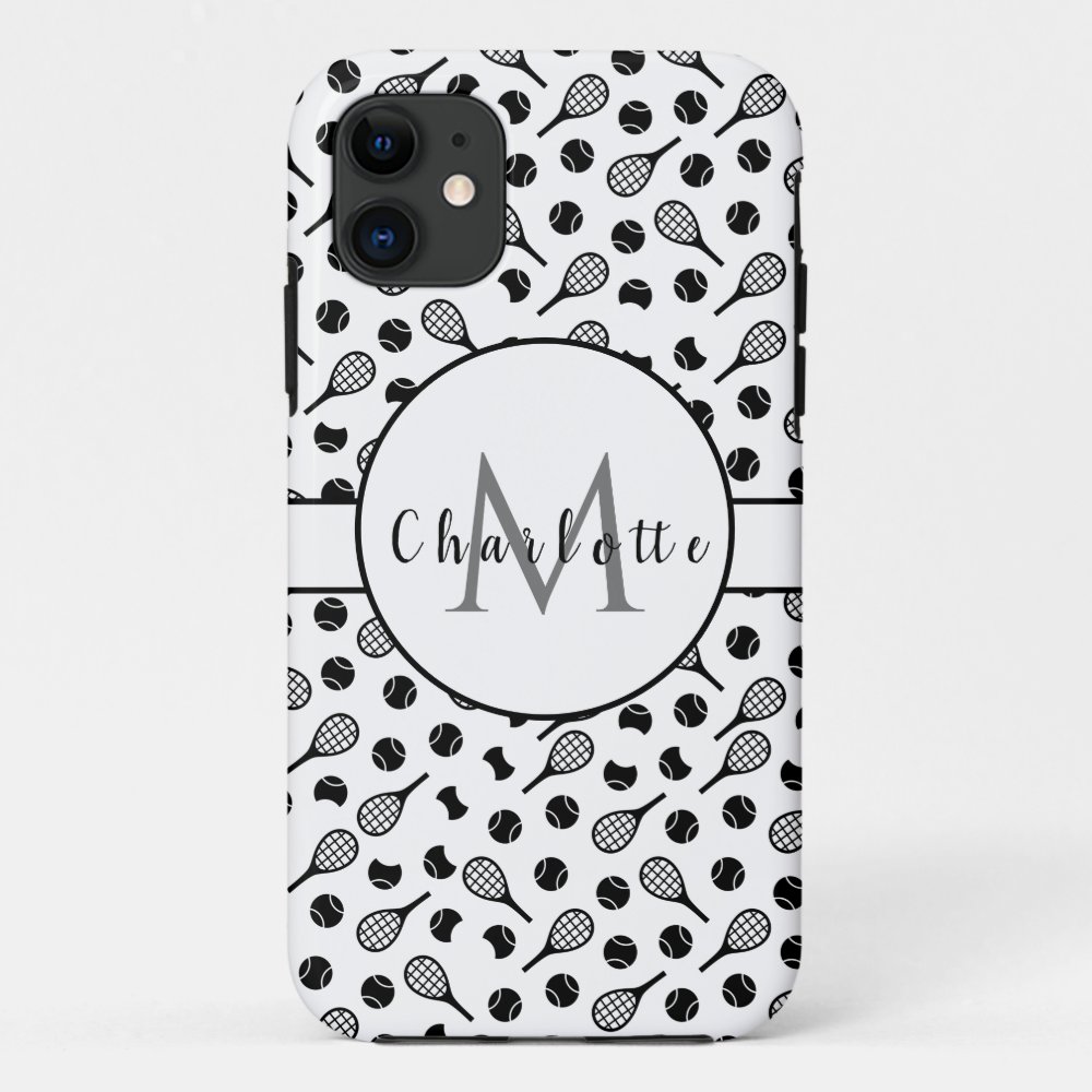 monogram name initials tennis themed black white case mate iphone case r3a6e9eda053e40469269e54668308a86 09h4k 1000 - Coach Gifts