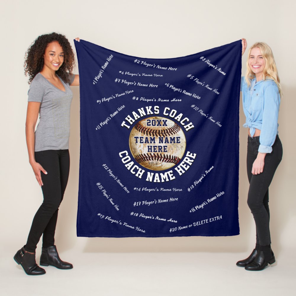 navy blue and white baseball coach gifts baseball fleece blanket - Coach Gifts