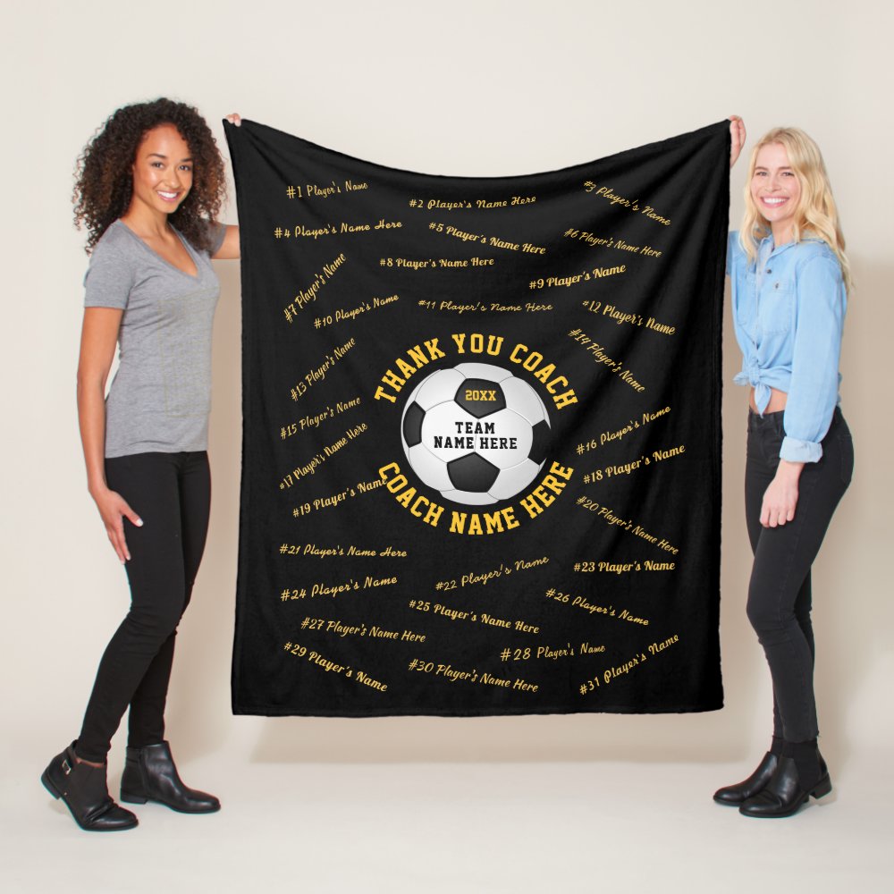 presents for soccer coaches all players names fleece blanket - Coach Gifts