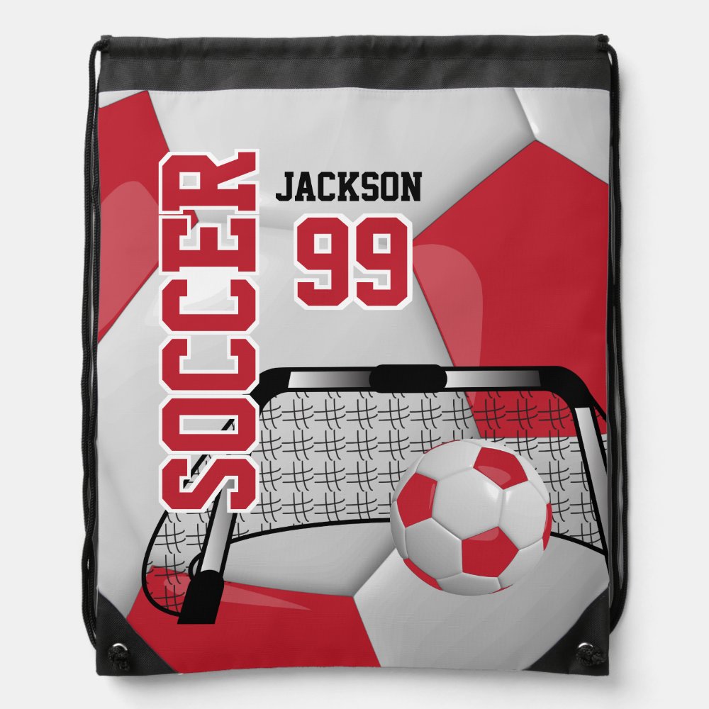 soccer ball sport red and white drawstring b drawstring bag - Coach Gifts