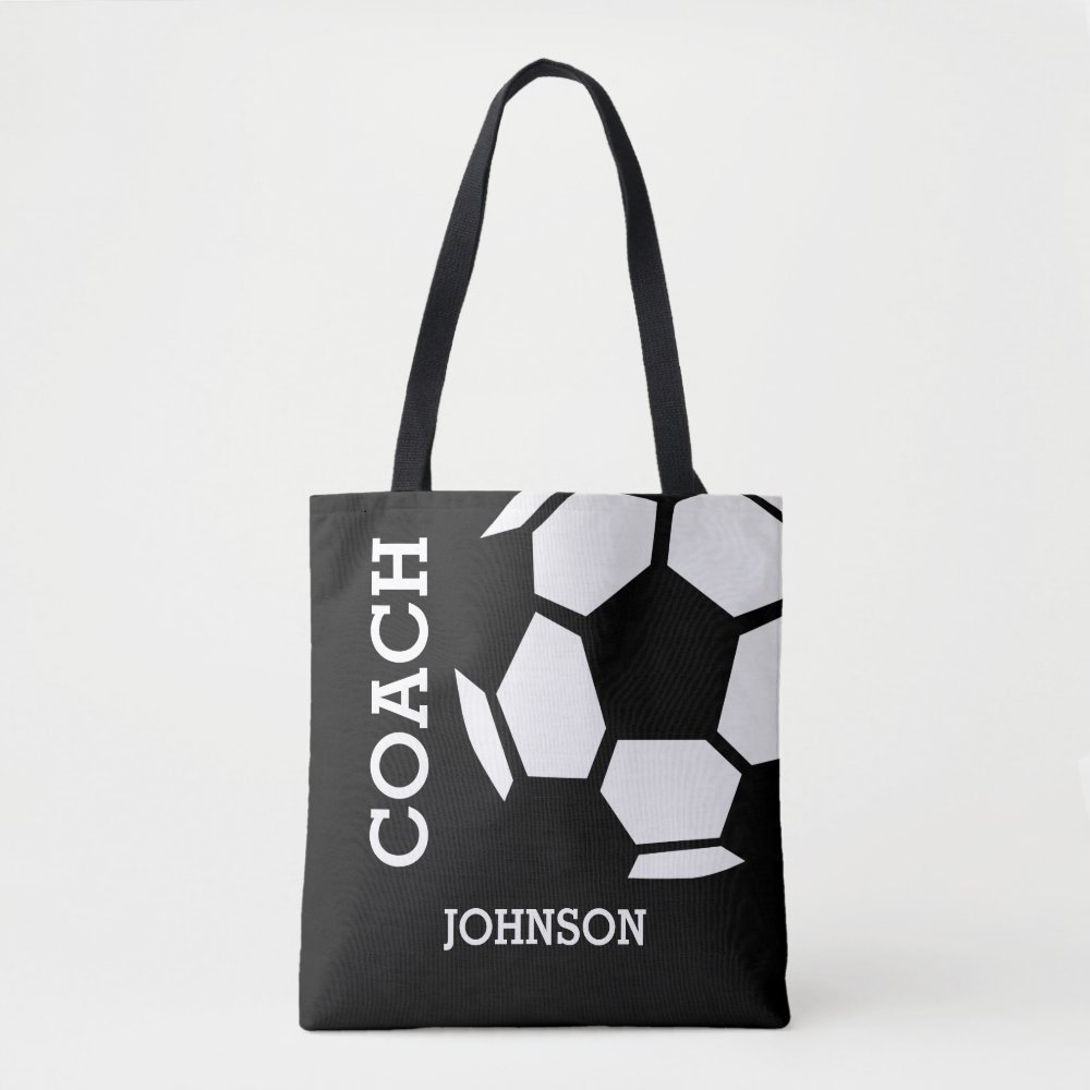 soccer coach personalized sports modern black tote bag ra8efe283cc0f45faa8b3d76b4a820e12 6kcf1 1000 - Coach Gifts