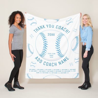 thank you baseball coach blue team players names fleece blanket r9d45a810913c4477947e324d762a96ba ee3yx 8byvr 1000 - Coach Gifts