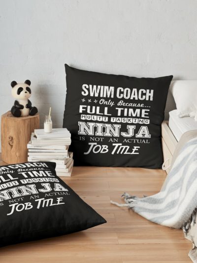 Swim Coach - Multitasking Ninja Throw Pillow Official Coach Gifts Merch