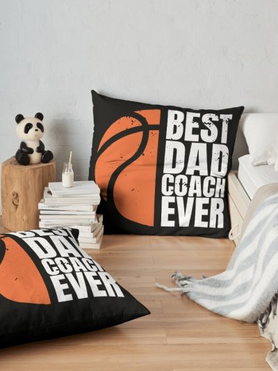 Best Dad Basketball Coach Ever Throw Pillow Official Coach Gifts Merch