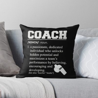 Coach Definition Funny Coach Throw Pillow Official Coach Gifts Merch