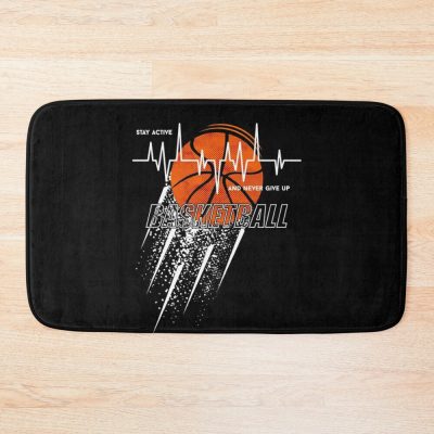 Basketball Heartbeat ,I Love Basketbal,Stay Active Never Give Up Basketball,Basketball Coach,Basketball Player,Mens Basketball,Basketball Saved My Life Bath Mat Official Coach Gifts Merch