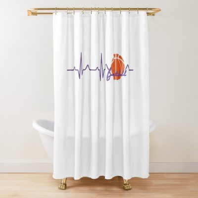 Basketball Heartbeat ,I Love Basketbal,Pulse Basketball Heartbeat,Basketball Coach,Basketball Player,Mens Basketball, Shower Curtain Official Coach Gifts Merch