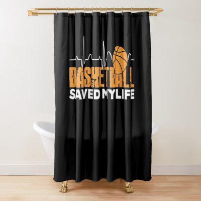 Basketball Heartbeat ,I Love Basketbal,Pulse Basketball Heartbeat,Basketball Coach,Basketball Player,Mens Basketball,Basketball Saved My Life Shower Curtain Official Coach Gifts Merch