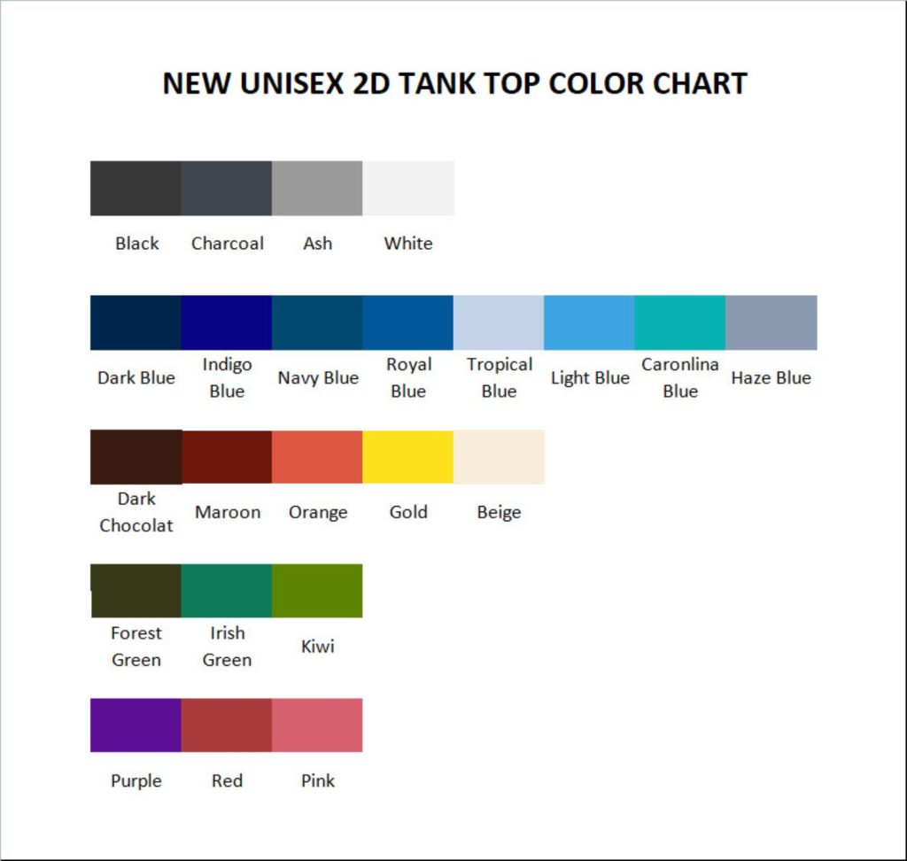 tank top color chart - Coach Gifts