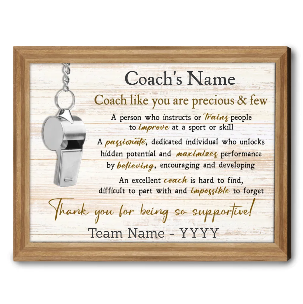 Custom Text Thank You Canvas For Sport Coach Gift To Coach From Team Poster